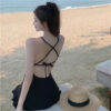 Bikini 1 mảnh 2 dây hở lưng phong cách tiểu thư