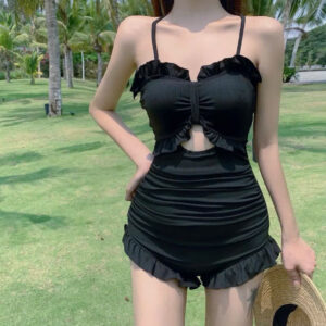 Bikini 1 mảnh 2 dây hở lưng phong cách tiểu thư