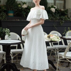 Đầm maxi trễ vai dáng A